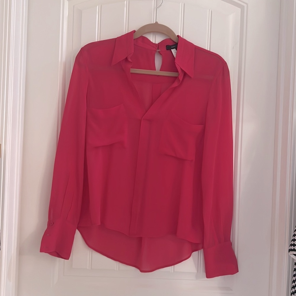 BCBG fuchsia collard blouse